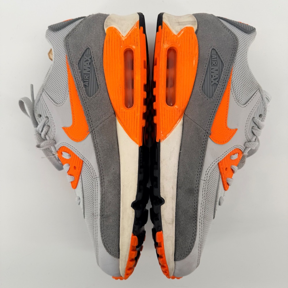 Nike Air Max 90 Wolf Grey Total Orange Mens Sneakers Running Shoes Size 11 - Picture 5 of 9